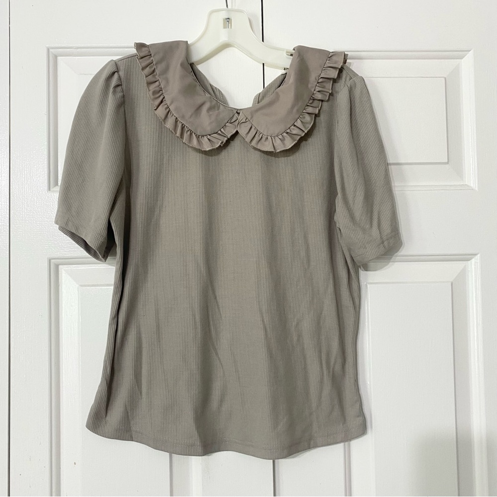 Boutique Peter Pant Collared Ribbed Shortsleeve Top